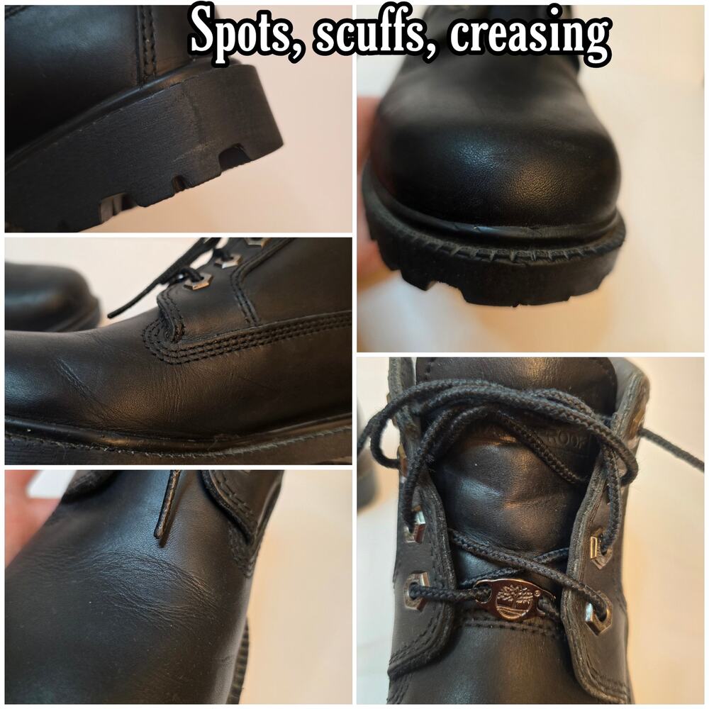 Timberland Nellie Chukka Boot Size 7.5 Black Leather Short Ankle Bootie Lug Sole - Picture 7 of 12